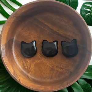 SOLD Natural Carved Obsidian Kitty Face
